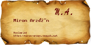 Miron Arzén névjegykártya